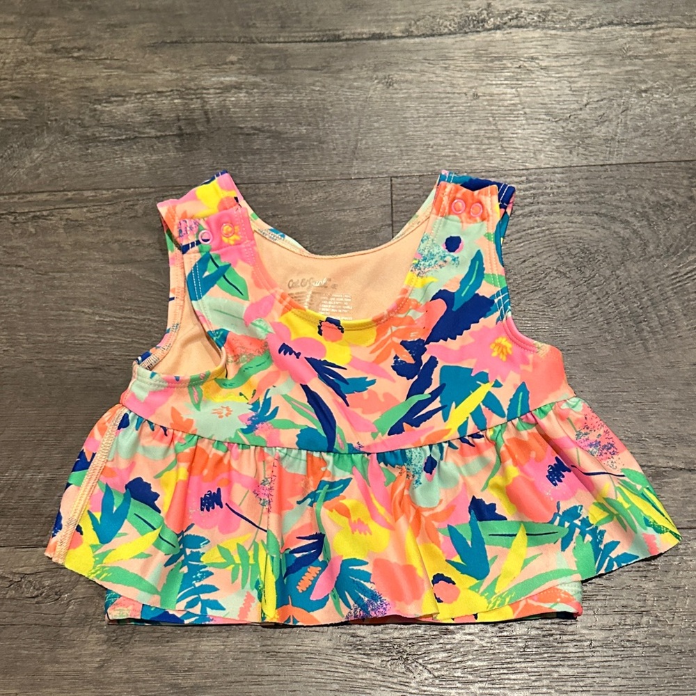 Cat & Jack 4T Adaptive Tropical Tiered Ruffle Tankini Swim Top‎